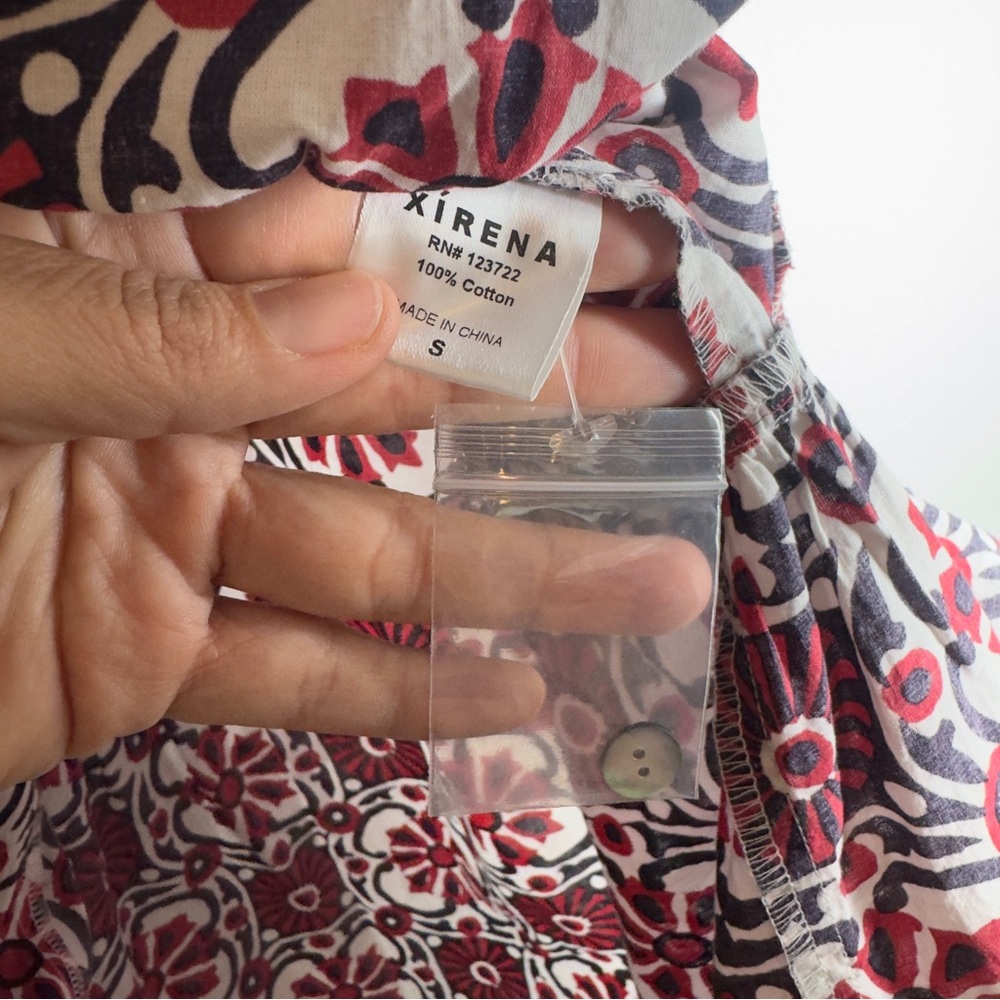 Xirena Taryn Midi Skirt Size S Tiered Cotton Boho Button Front Majorca Mosaic - Picture 5 of 7